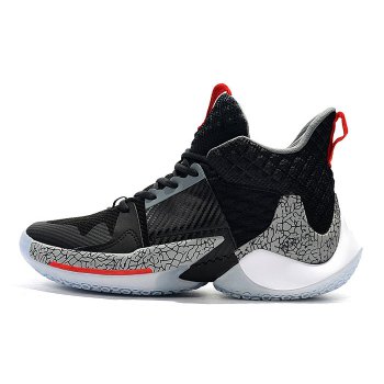 2019 Jordan Why Not Zer0.2 Black Cement Elephant Print Shoes